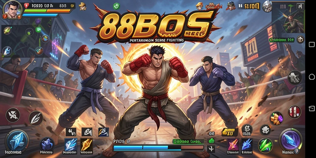 Tampilan gameplay pertarungan mendebarkan di 88BOS.