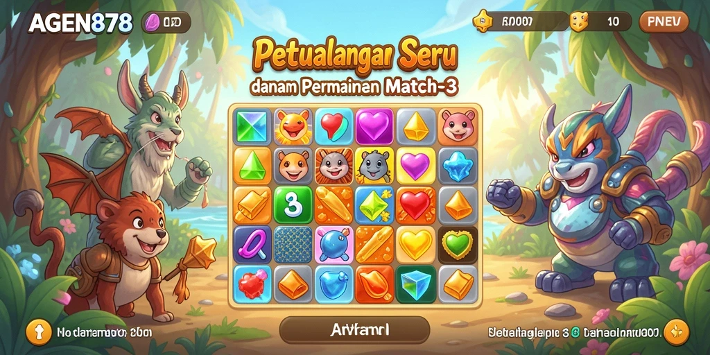 Gameplay seru AGEN878 dengan tantangan Match-3.