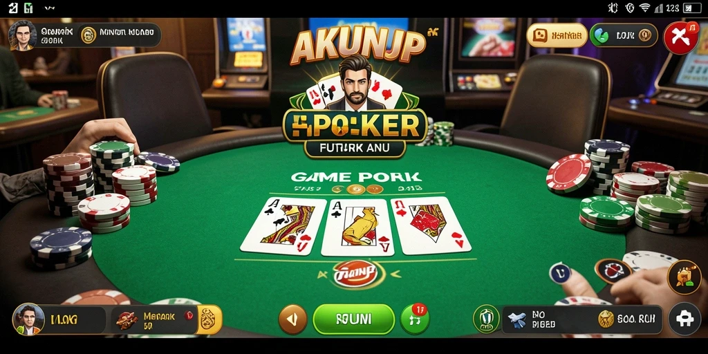 Tampilan gameplay poker yang mendebarkan di AKUNJP.
