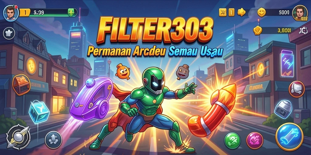 Tangkapan layar utama FILTER303 menunjukkan aksi intens dan gameplay yang mengasyikkan.