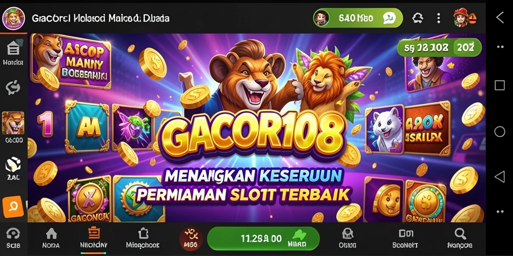 Screenshot GACOR108 menampilkan gameplay slot yang menarik dan penuh warna.