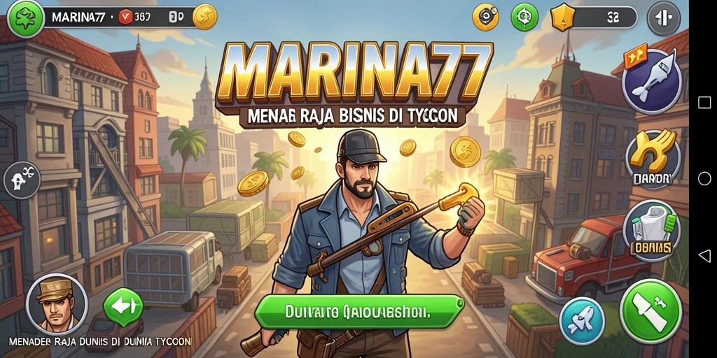Screenshot gameplay <strong>MARINA77</strong> yang menampilkan aktivitas manajemen bisnis.