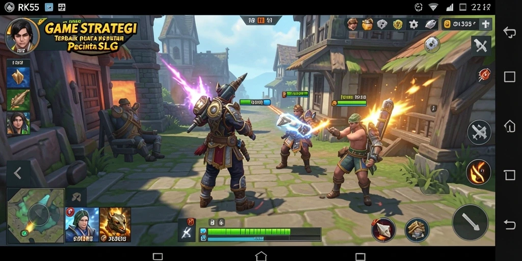 Gameplay seru di RK55 dengan strategi dan pertempuran mendebarkan.