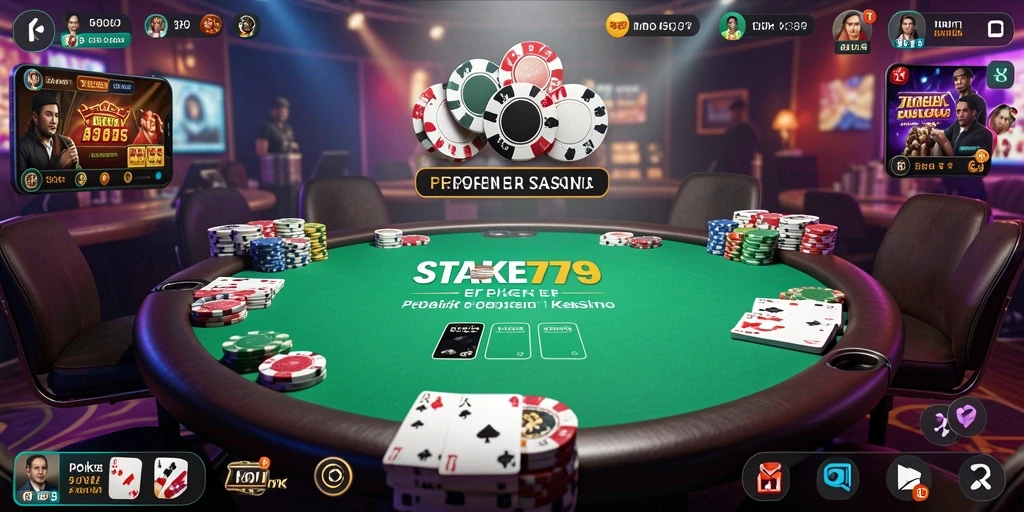 Tampilan gameplay STAKE779 yang menarik dan seru saat bermain Poker.