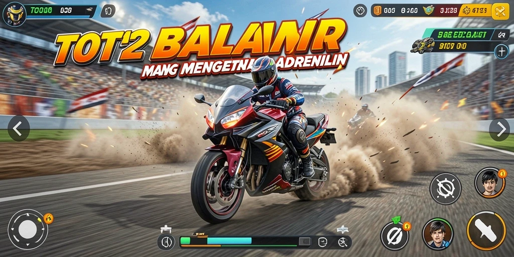 Tampilan gameplay TOTO12 yang menegangkan saat balapan motor.