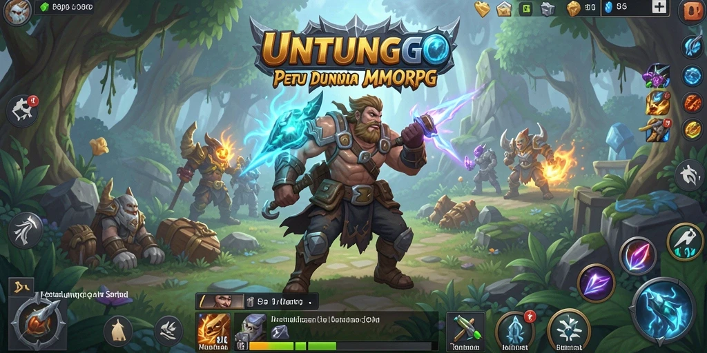 Screenshot gameplay UNTUNGGO menampilkan pertempuran epik di dunia MMORPG.