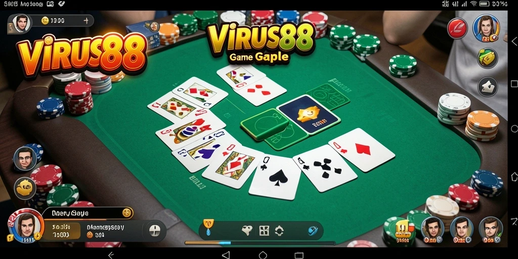 Tampilan gameplay seru dalam permainan Gaple VIRUS88.