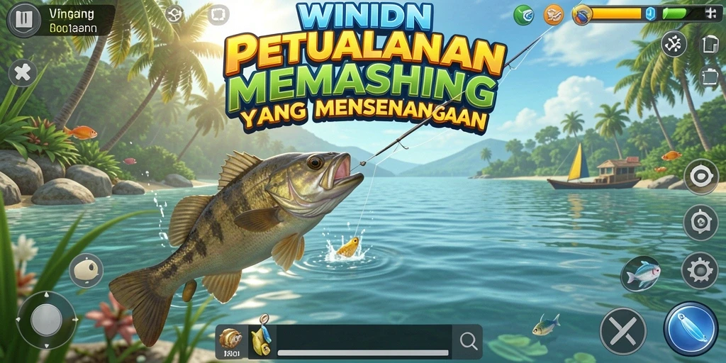 Screenshot gameplay WINIDN menampilkan aksi memancing yang mendebarkan.